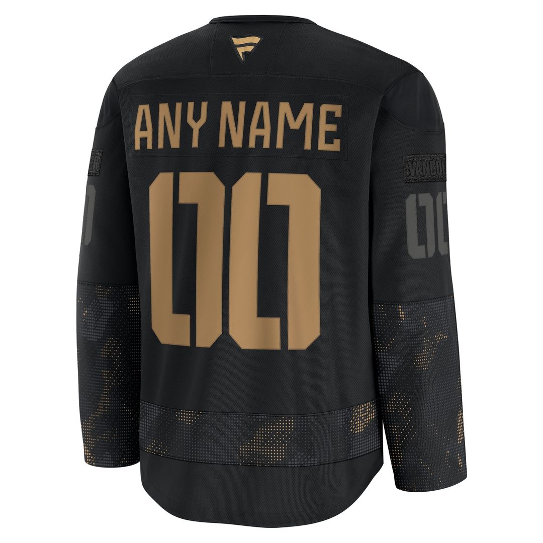 Vancouver Canucks Fanatics 2024 Military Appreciation Custom Practice Jersey - Black