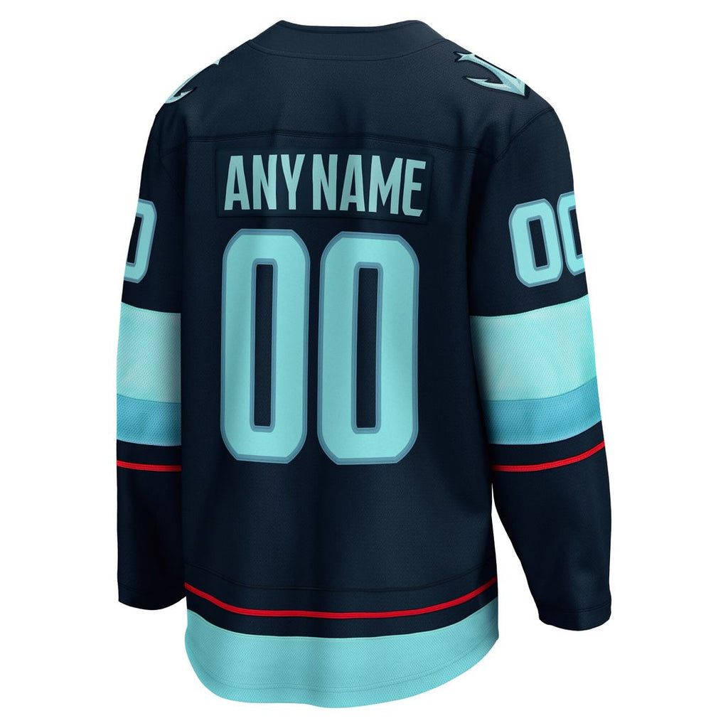 Seattle Kraken Fanatics Home  Breakaway Custom Jersey - Deep Sea Blue