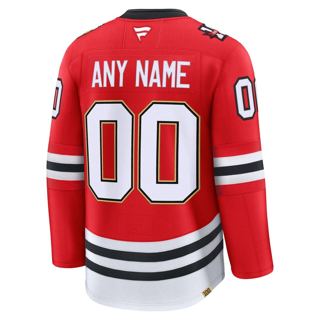Chicago Blackhawks Fanatics Centennial Premium Custom Jersey - Red